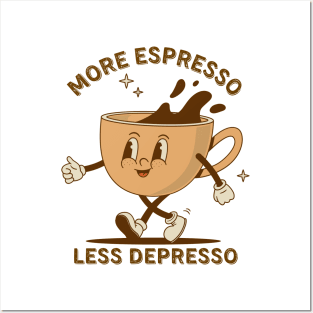 More Espresso Less Depresso: Uplifting Coffee Art Posters and Art